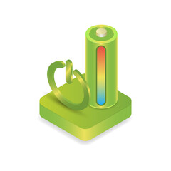 Battery charge level indicator. 3D vector illustration for stock.