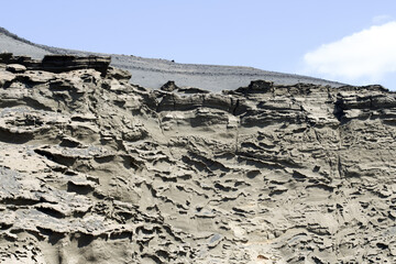 Volcanic green lake, El Lago Verde, Charco de los Clicos, in El Golfo, Lanzarote, Canary Islands, Spain