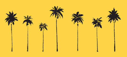 Palm trees. Textured ink brush drawing - 517387879