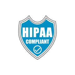 HIPAA compliant shield icon isolated on white background
