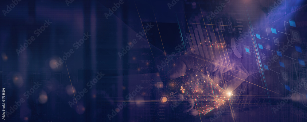 Leinwandbilder businessman handshake for future of business technology and digital marketing. financial and banking