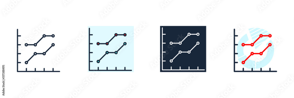 Poster line chart icon logo vector illustration. graph symbol template for graphic and web design collectio