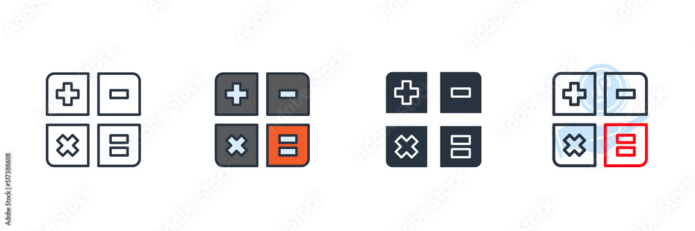 Poster calculator icon logo vector illustration. mathematics symbol template for graphic and web design col