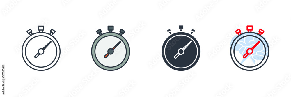 Poster stopwatch icon logo vector illustration. stop watch timer counter symbol template for graphic and we