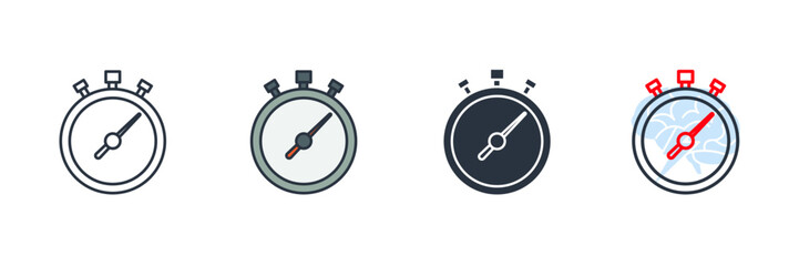 stopwatch icon logo vector illustration. stop watch timer counter symbol template for graphic and web design collection