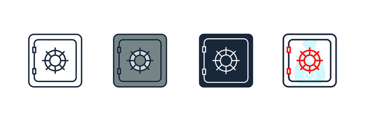 bank safe icon logo vector illustration. security metal safes symbol template for graphic and web design collection