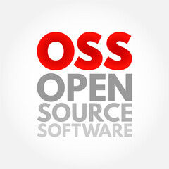 OSS - Open source software is software that is distributed with its source code, making it available for use, modification, and distribution with its original rights, acronym text concept