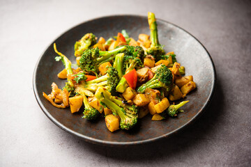 Indian style Broccoli And Aloo Poriyal or South Indian Broccoli And Potato Stir Fry vegetable recipe