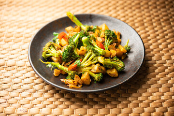 Indian style Broccoli And Aloo Poriyal or South Indian Broccoli And Potato Stir Fry vegetable recipe