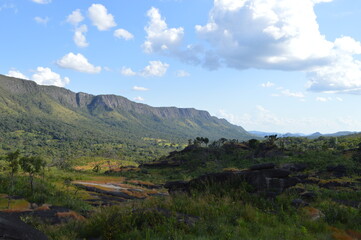 Fototapeta na wymiar Amazing landscape in Chapada dos Veadeiros, showing sky, mountain and rocks