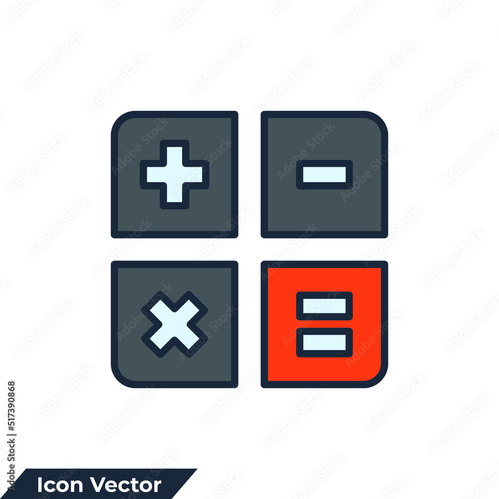 Poster calculator icon logo vector illustration. mathematics symbol template for graphic and web design col