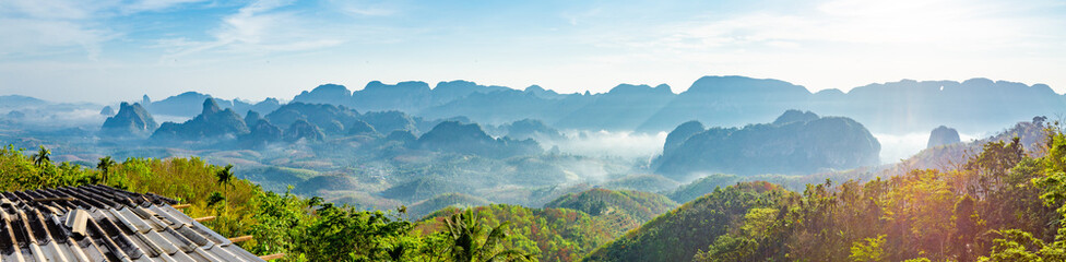 Fototapeta na wymiar Rice terraces near Doi Tapang viewpoint in Chumphon, Thailand