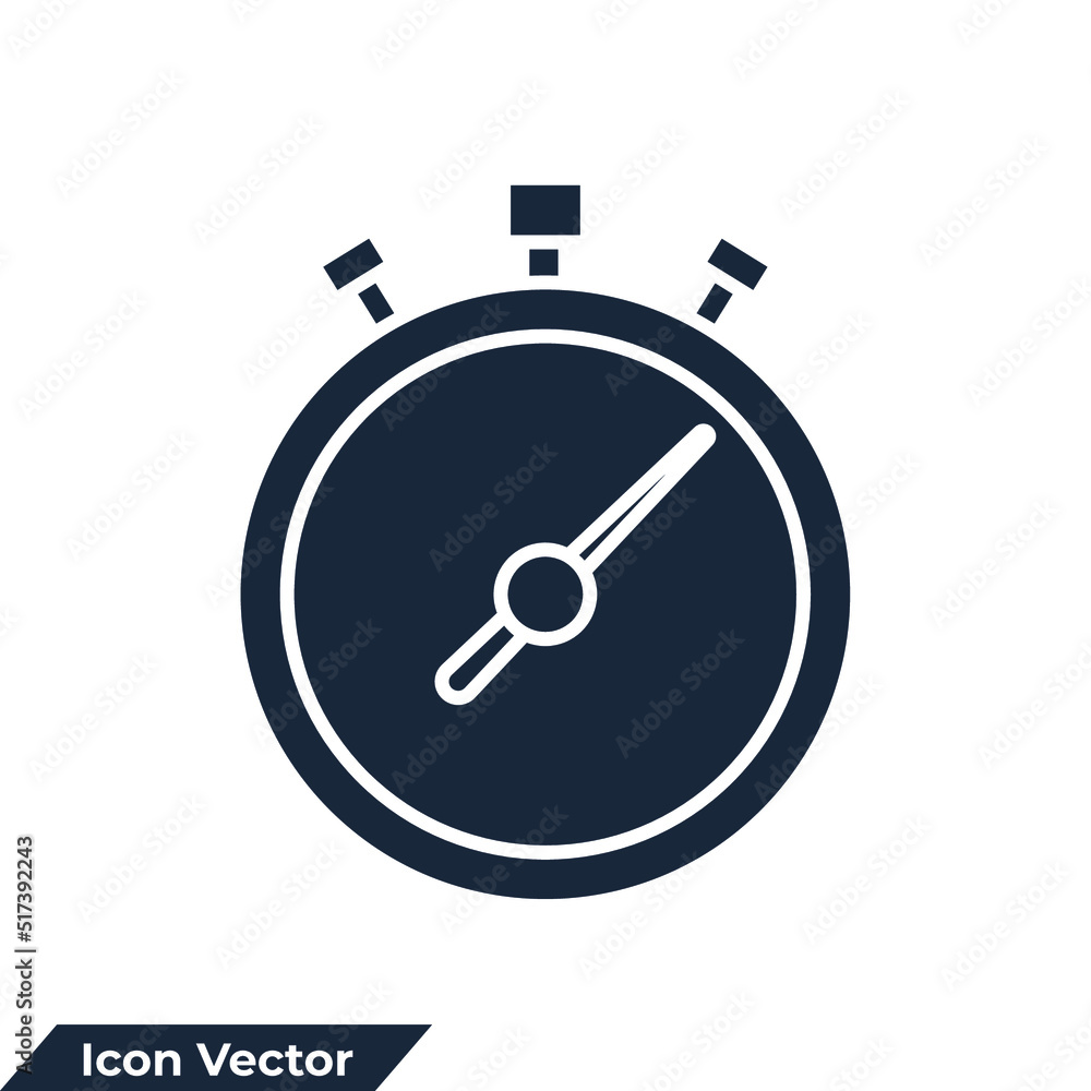 Poster stopwatch icon logo vector illustration. stop watch timer counter symbol template for graphic and we