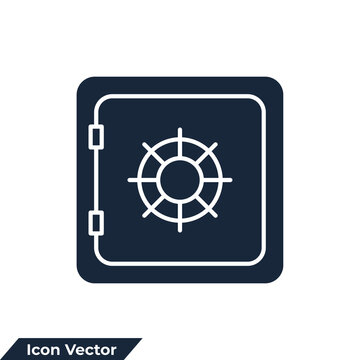 bank safe icon logo vector illustration. security metal safes symbol template for graphic and web design collection