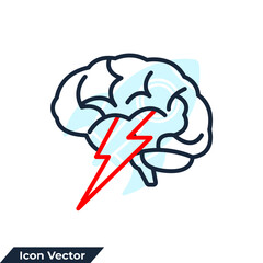 brainstorm icon logo vector illustration. Brain With Thunder symbol template for graphic and web design collection