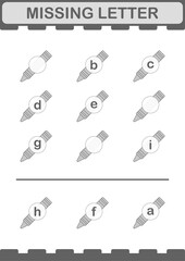 Missing letter with Crayon. Worksheet for kids