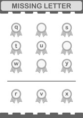 Missing letter with Award Medal. Worksheet for kids