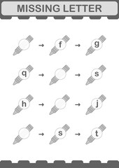 Missing letter with Crayon. Worksheet for kids