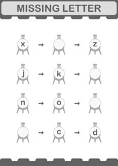 Missing letter with Florence Flask. Worksheet for kids