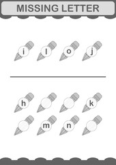 Missing letter with Pencil. Worksheet for kids