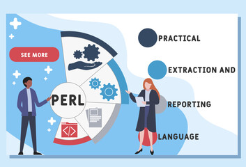 PERL - Practical Extraction and Reporting Language acronym. business concept background. vector illustration concept with keywords and icons. lettering illustration with icons for web banner, flyer