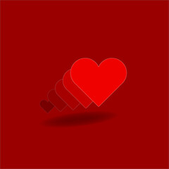 red heart background with 3d Effect