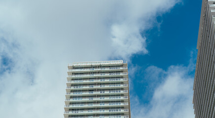 Fototapeta na wymiar skyscraper with clouds new building miami usa florida urban 
