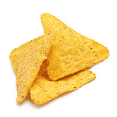 Delicious nachos chips, isolated on white background
