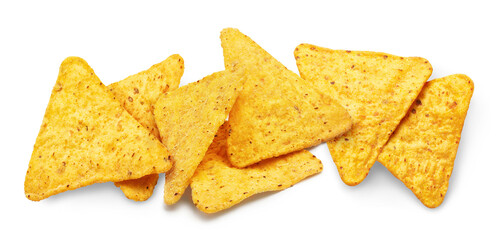 Delicious nachos chips, isolated on white background