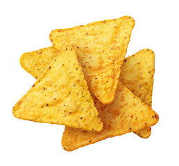 Delicious nachos chips, isolated on white background
