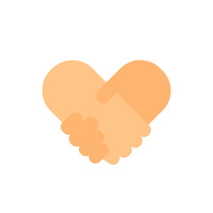 Simple Handshake forming heart icon isolated on white background. Skin colors. Vector illustration EPS 10
