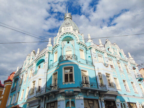 Moskovits-Miksa Palace in Oradea city, Romania, in summer