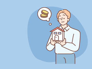 貯蓄、お金を貯める時のイラスト(貯金、マイホーム、ローン、支払い、独身、家族、節約、お金、副業、将来設計、収入、資産、お得、積立) Savings, illustrations of saving money . savings, home, loans, payments, singles, family, savings, money, side jobs.