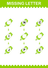 Missing letter with Marker. Worksheet for kids