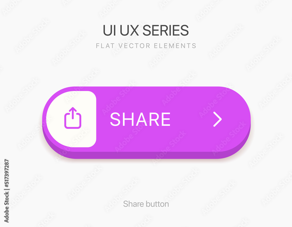 Aufkleber 3D minimal pastel color share button with share icon and arrow for UI, mobile app, website, social media, blog, mobile game.