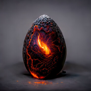 Glowing Dragon Egg with Broken Surface