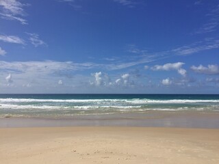 beach in the morning blue watter and sky