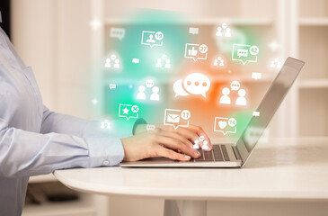 Young person surfing on social media network