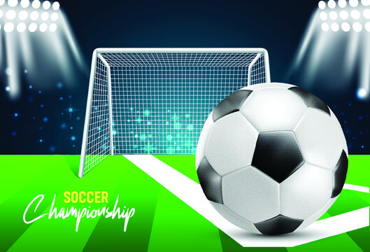 3d Realistic football league sports field vector with gradient style soccer championship tournament background