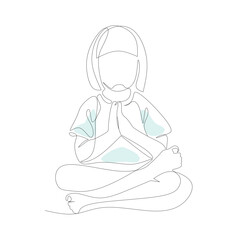 Vector illustration of a sitting child drawn in line-art style