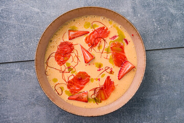 salmon and mango ceviche close up