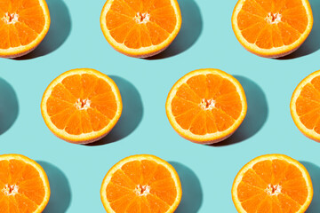 Orange pattern on blue background