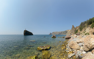 Rocky beach near Fiolent cape, Sevastopol area, Crimea, Russia.