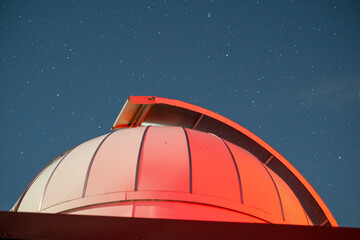 Starry sky on a summer night at the Cà del Monte Planetarium and Astronomical Observatory, in Italy