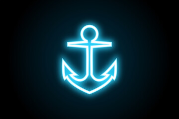 Glowing neon anchor sailing sailor symbol sign © PicStudio