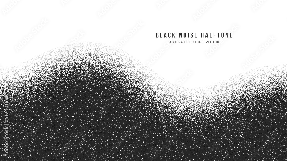 Poster black noise stipple dots halftone pattern vector smooth wavy border isolate on white background. han