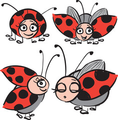 LADY BUG VECTOR BRUSH STROKE DOODLE VECTOR ILLUSTRATION