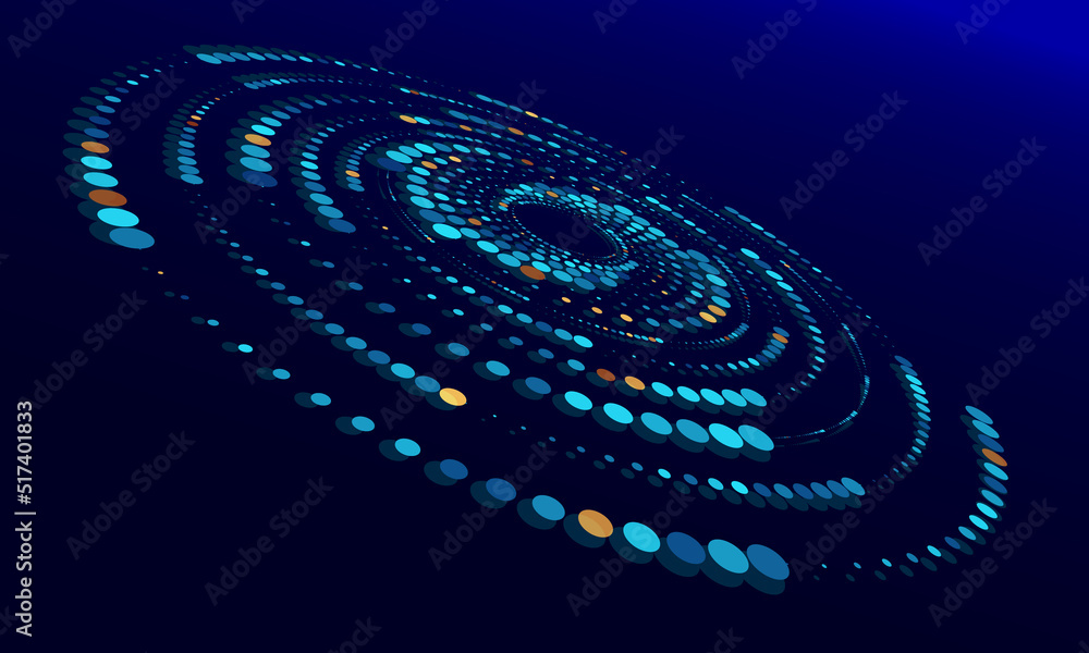 Aufkleber Abstract blue dotted vector background. Halftone effect. Spiral dotted background or icon with perspective. Big data concept.