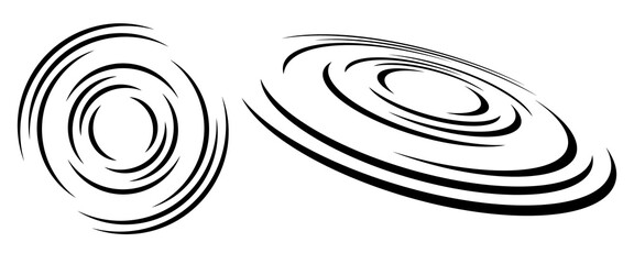 Abstract art lines in circles background. Normal and perspective view.