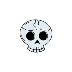 Hand drawn line art Halloween skull illustration.